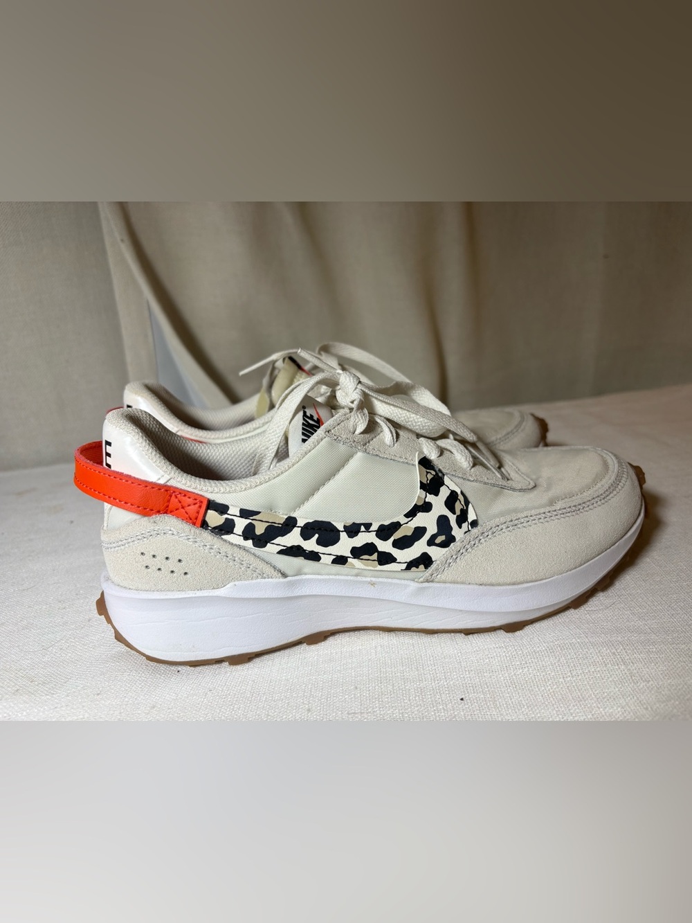 Nike Waffle Debut Leopard Print Platform Sneakers Women’s Size 8 Cream Orange - Picture 6 of 15